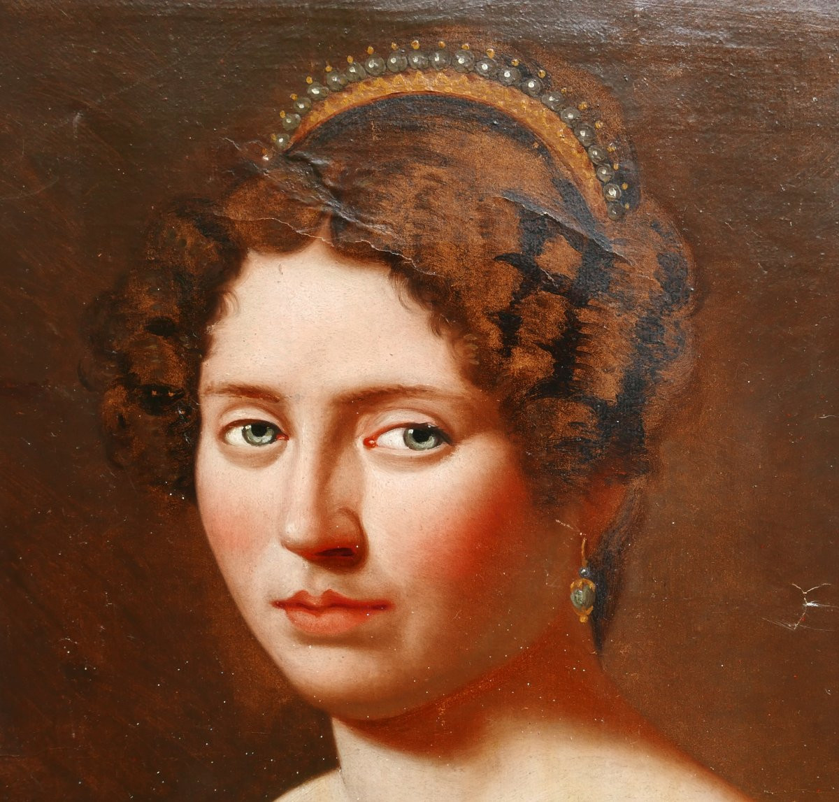 Portrait Of A Young Woman By Huguette Lestre, 19th Century Oil/canvas-photo-2