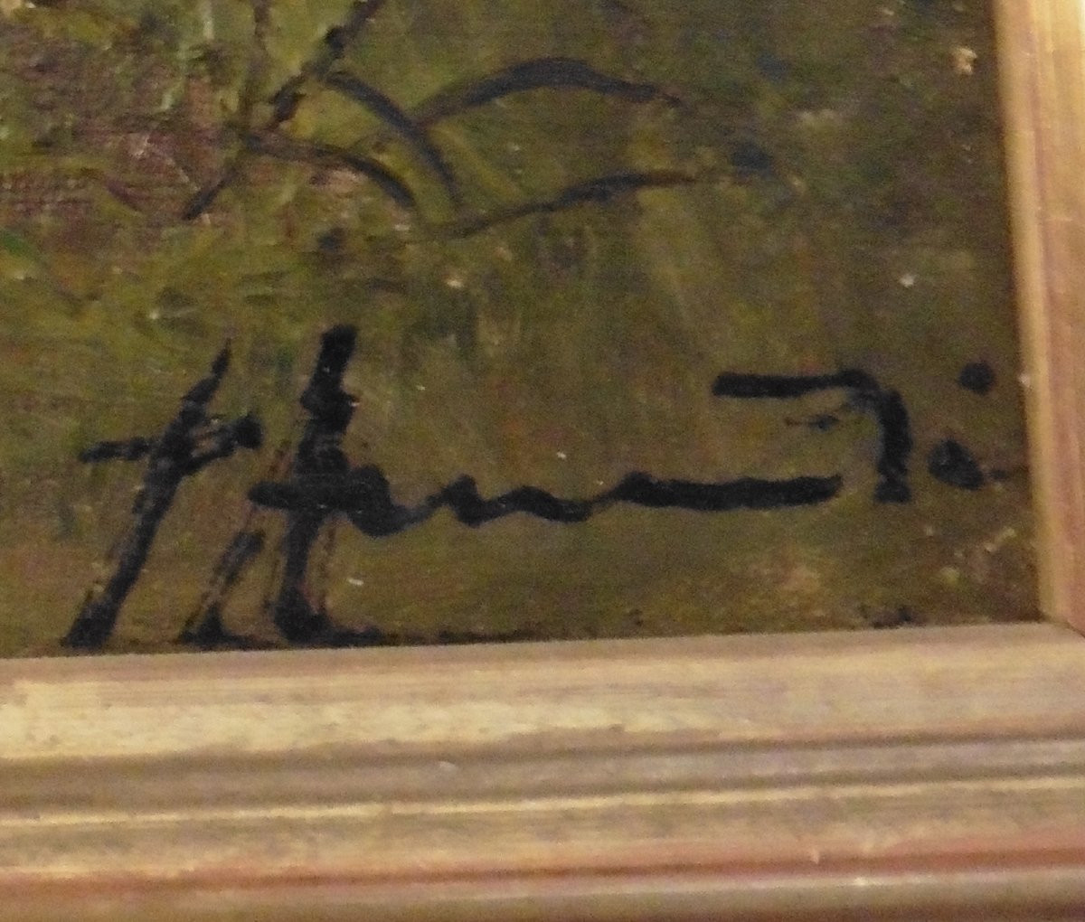 Paul Armandi Tableau Paysage Animé Forêt Huile/toile Du XIXème Siècle-photo-3