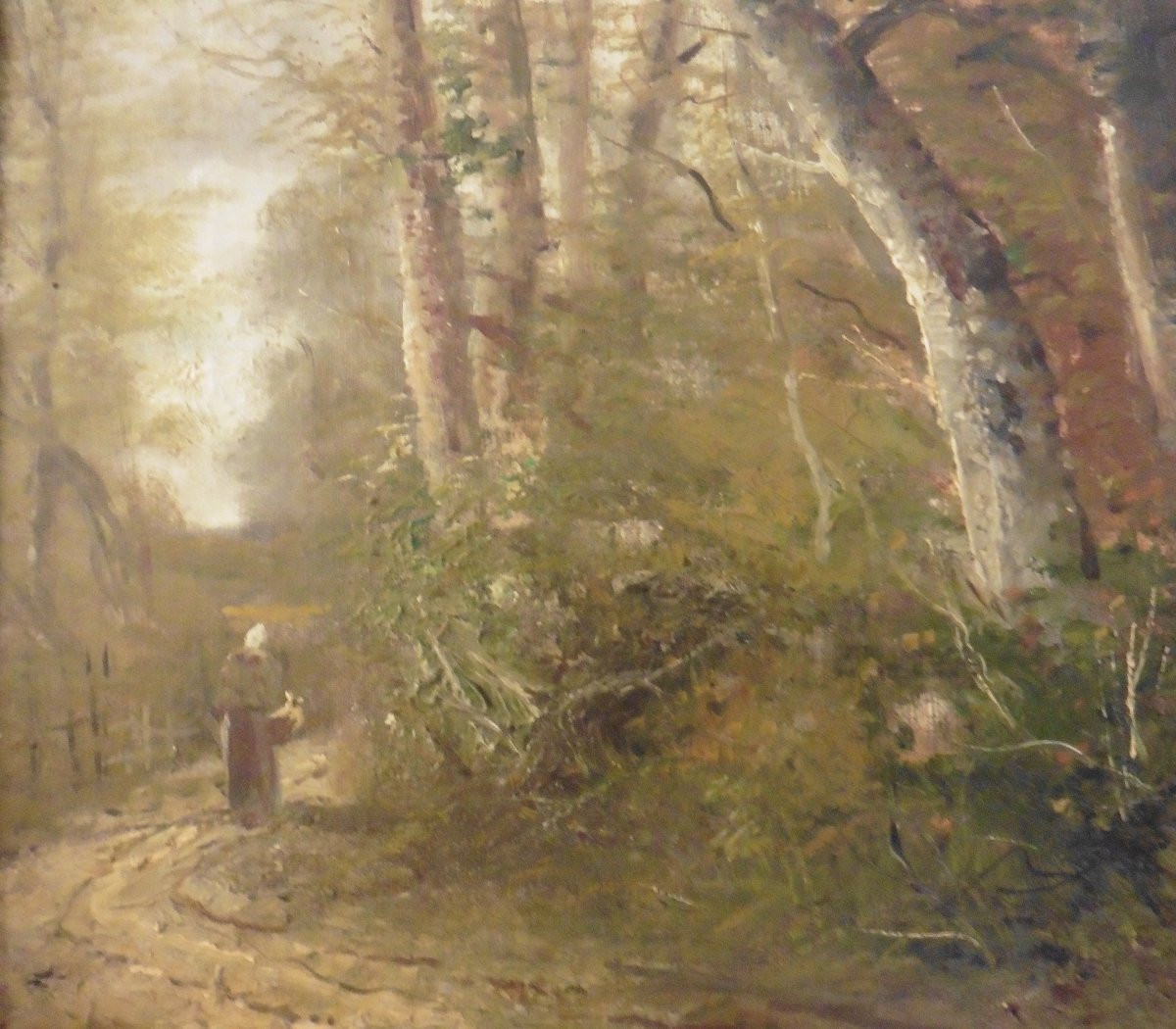 Paul Armandi Tableau Paysage Animé Forêt Huile/toile Du XIXème Siècle-photo-3