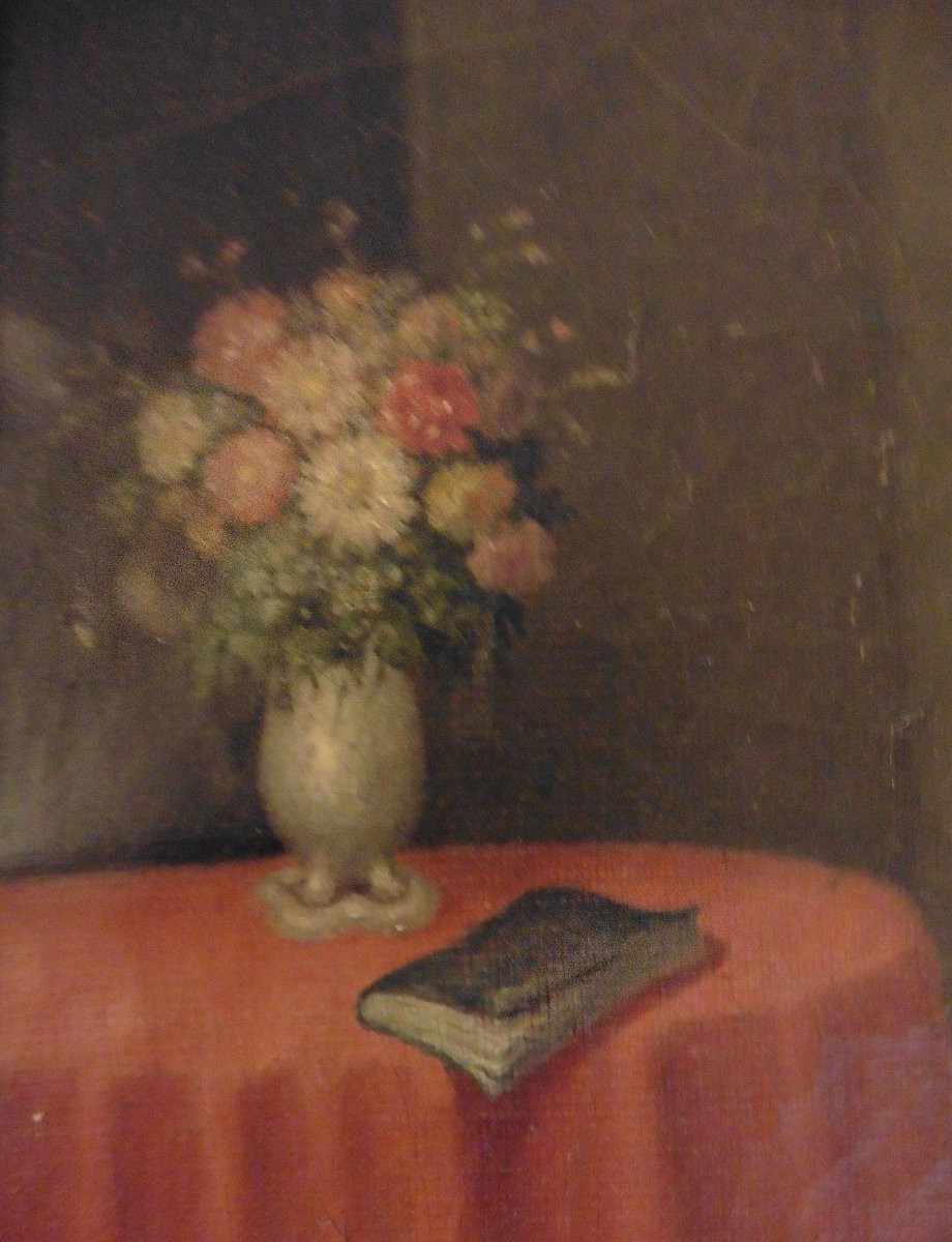 Portrait De Femme Au Chien Ecole Française Du XIXème Siècle Huile/toile-photo-4