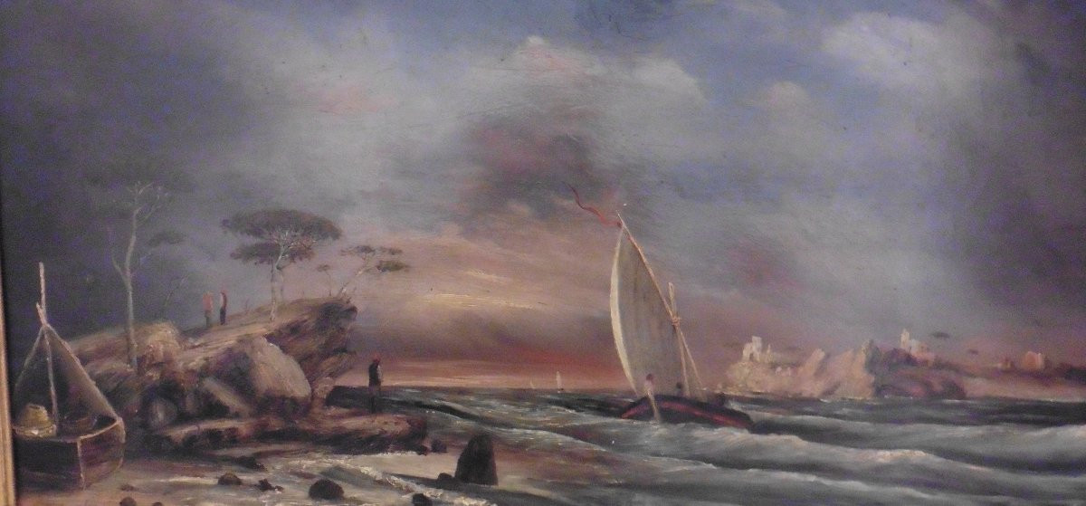Tableau Paysage Marine Huile/panneau Fin XIXème Siècle-photo-7