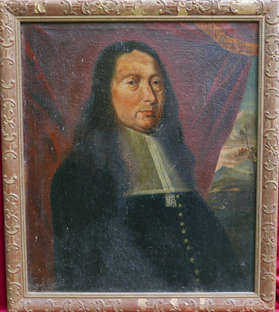 Portrait d'un Homme d'Epoque Louis XIV Huile/Toile du début du XVIIIème siècle-photo-2