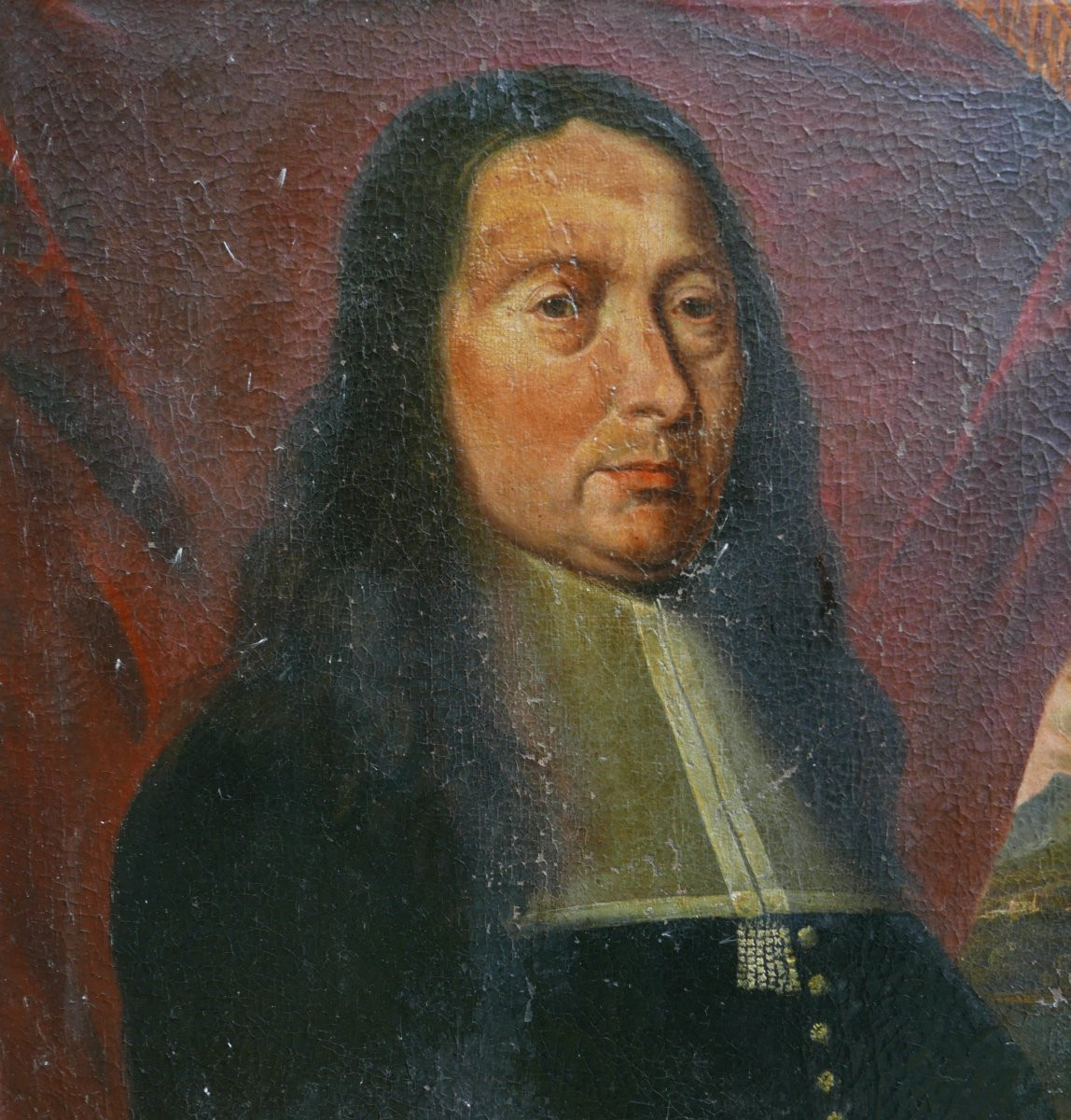 Portrait d'un Homme d'Epoque Louis XIV Huile/Toile du début du XVIIIème siècle-photo-4