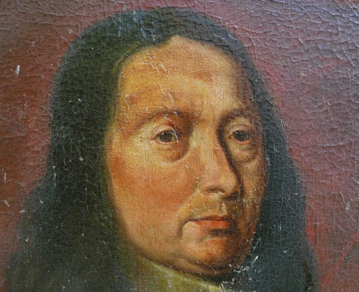 Portrait d'un Homme d'Epoque Louis XIV Huile/Toile du début du XVIIIème siècle-photo-3