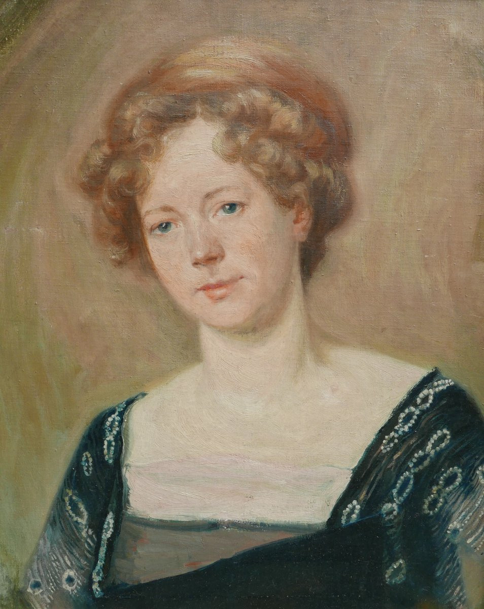 Portrait de Femme Ecole Belge du début XXème siècle Huile/Toile-photo-3