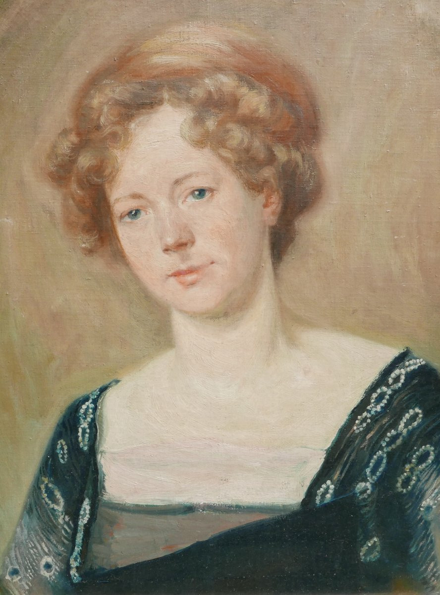 Portrait de Femme Ecole Belge du début XXème siècle Huile/Toile-photo-4