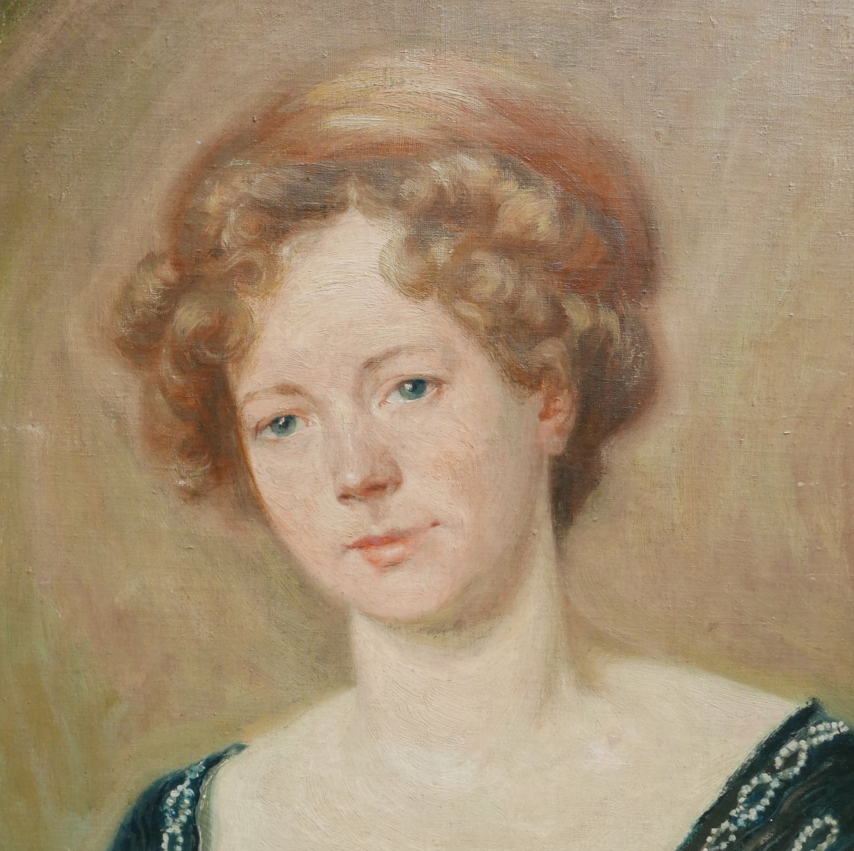 Portrait de Femme Ecole Belge du début XXème siècle Huile/Toile-photo-1