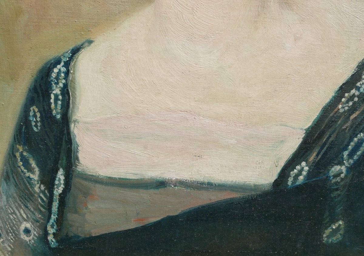Portrait de Femme Ecole Belge du début XXème siècle Huile/Toile-photo-3