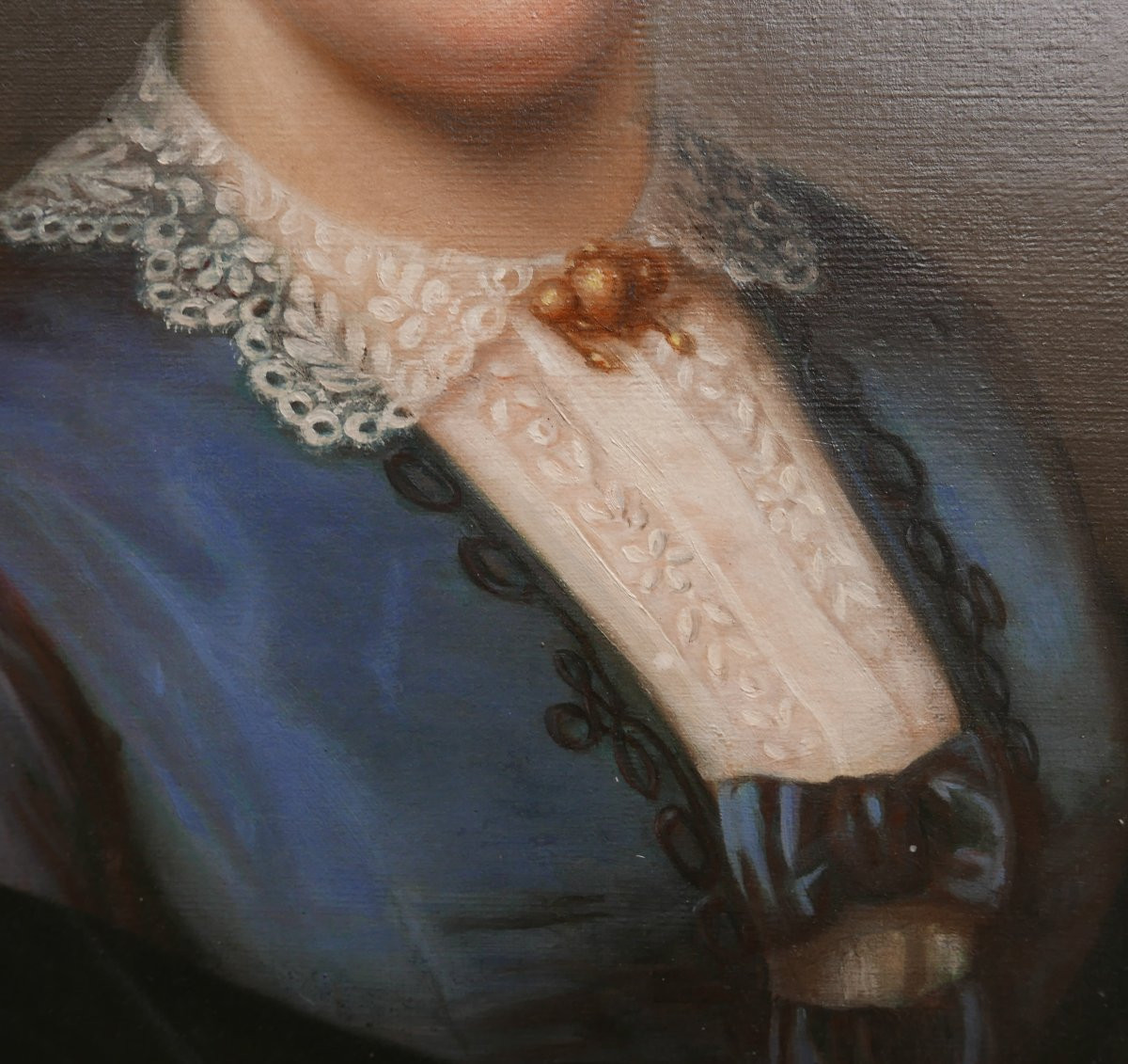Portrait de Jeune Femme Ovale Epoque Louis Philippe Huile/Toile du XIXème siècle-photo-5