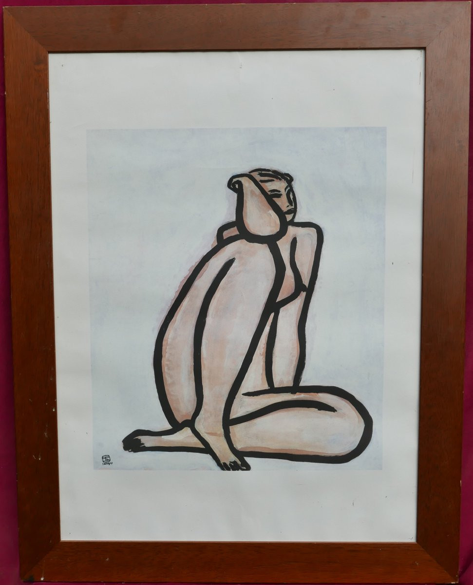 Sanyu Nude Portrait Of A Woman 20th Century Lithograph-photo-2