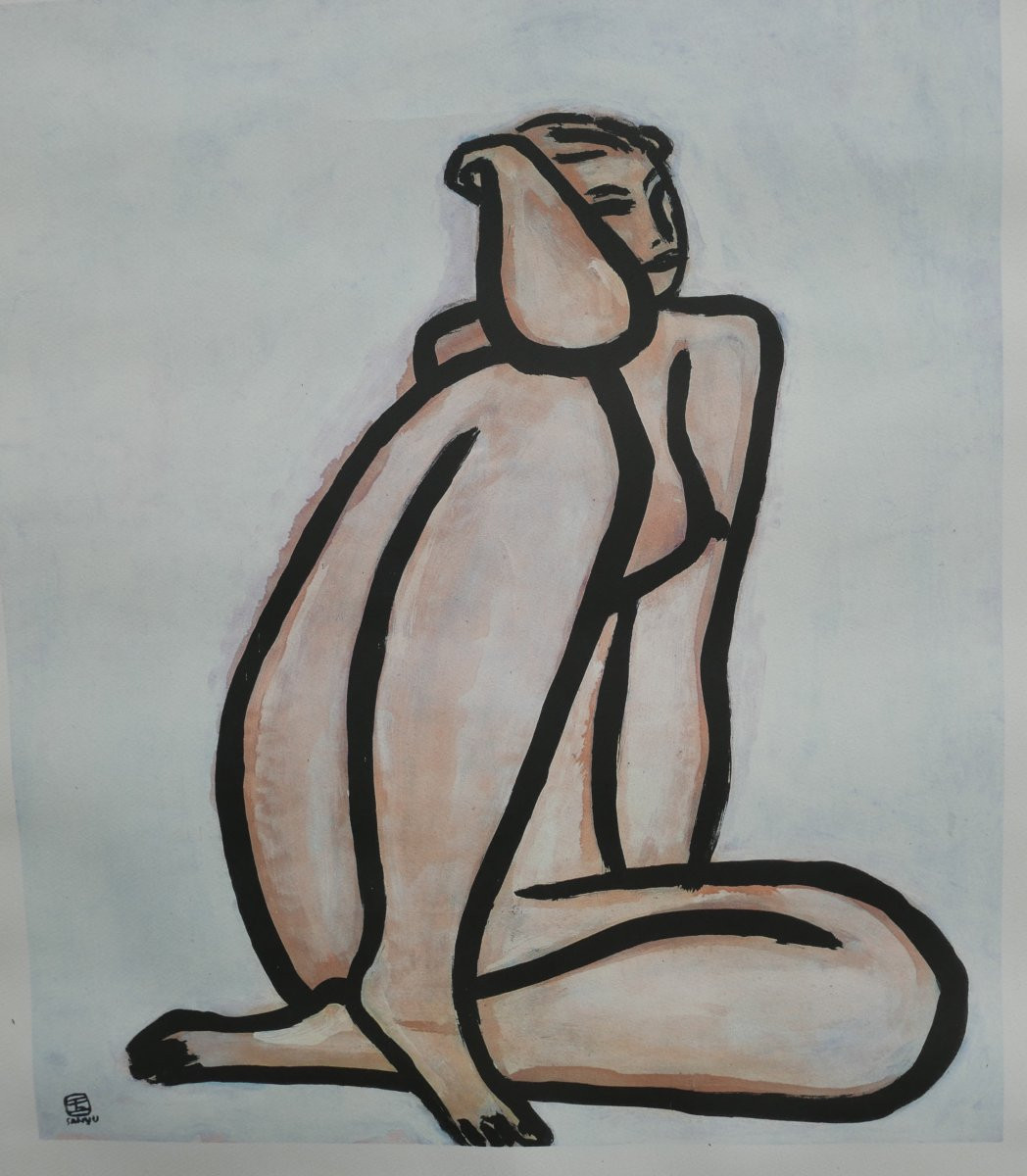 Sanyu Nude Portrait Of A Woman 20th Century Lithograph-photo-3