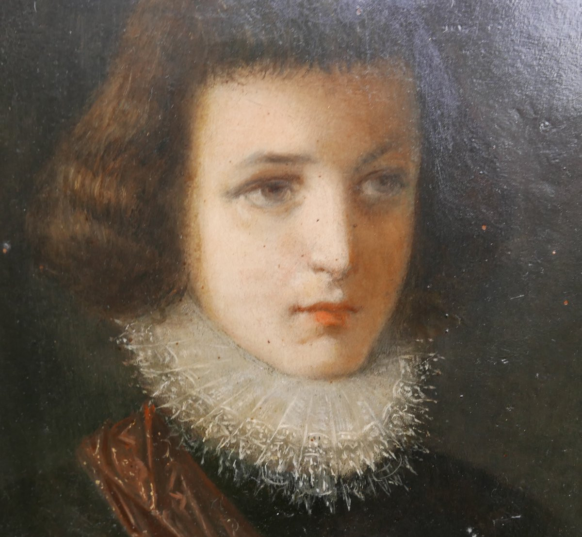 Portrait Of A Young Man Oil/copper 18th Century Carved Frame-photo-1