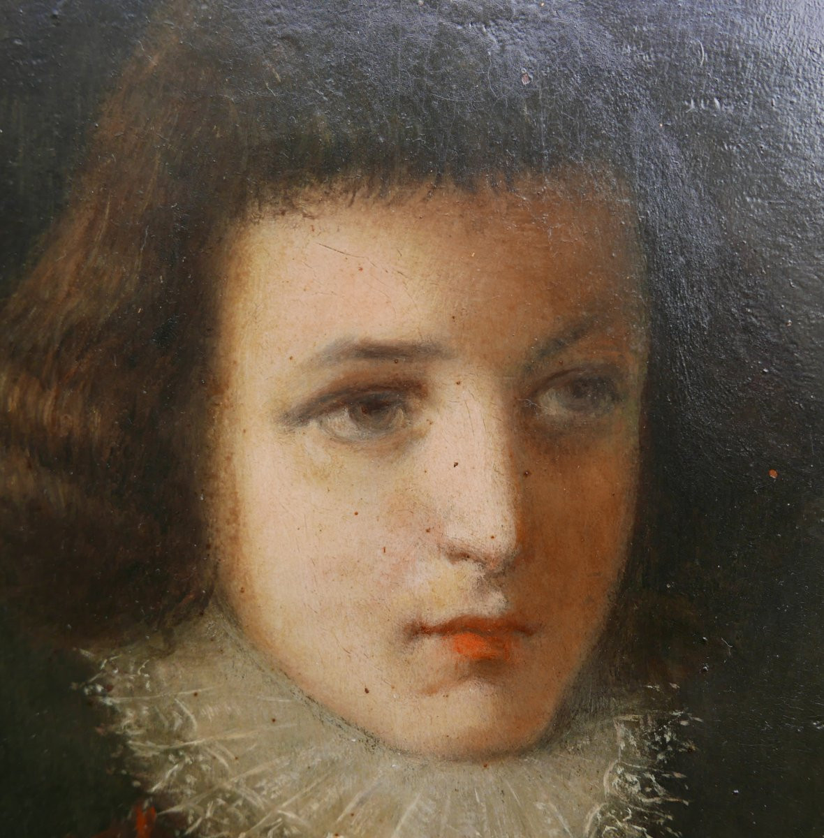 Portrait Of A Young Man Oil/copper 18th Century Carved Frame-photo-2