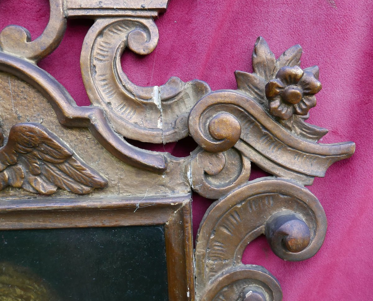 Portrait d'une Jeune Femme Huile/Cuivre début XVIIIème siècle Cadre Sculpté-photo-3
