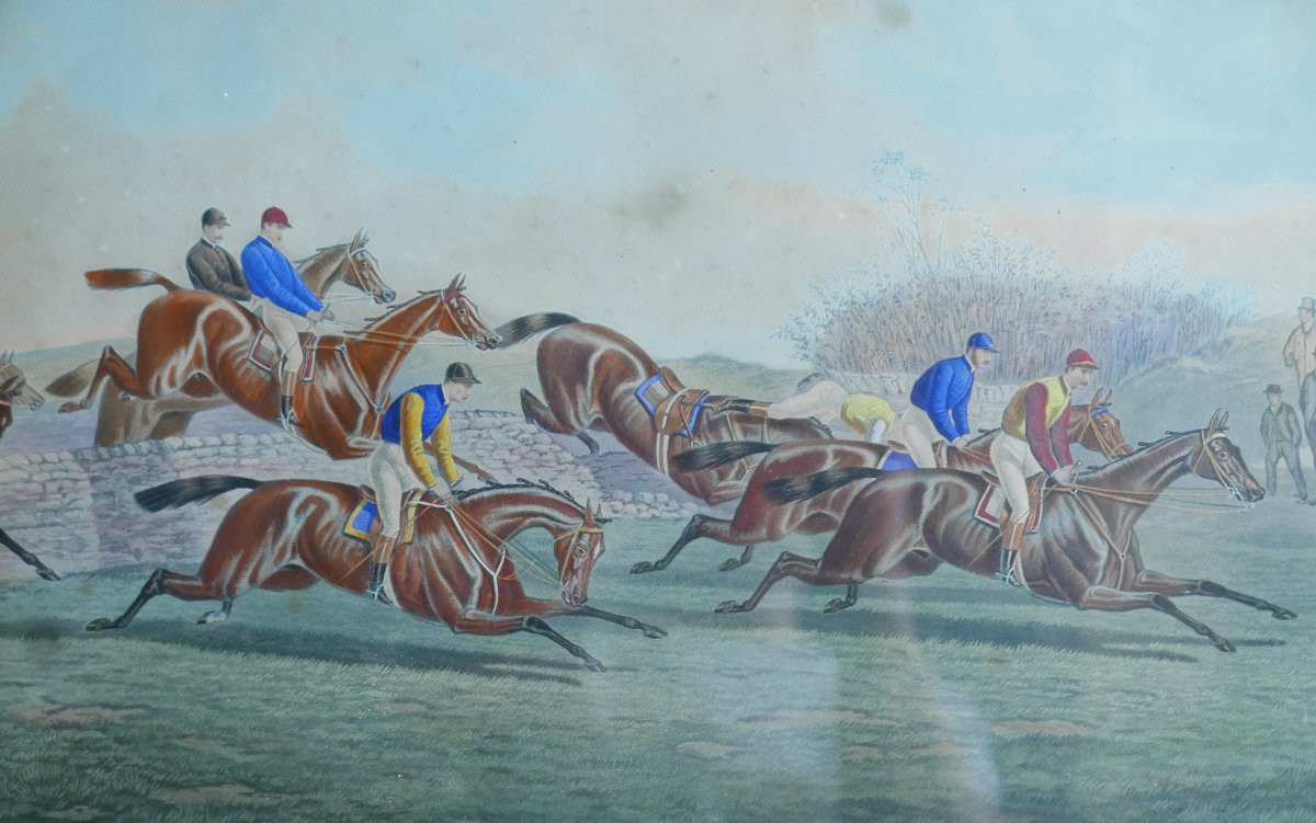 Edward Hester Lot de 4 Gravures Equestre Course Conyngham fin XIXème siècle-photo-2