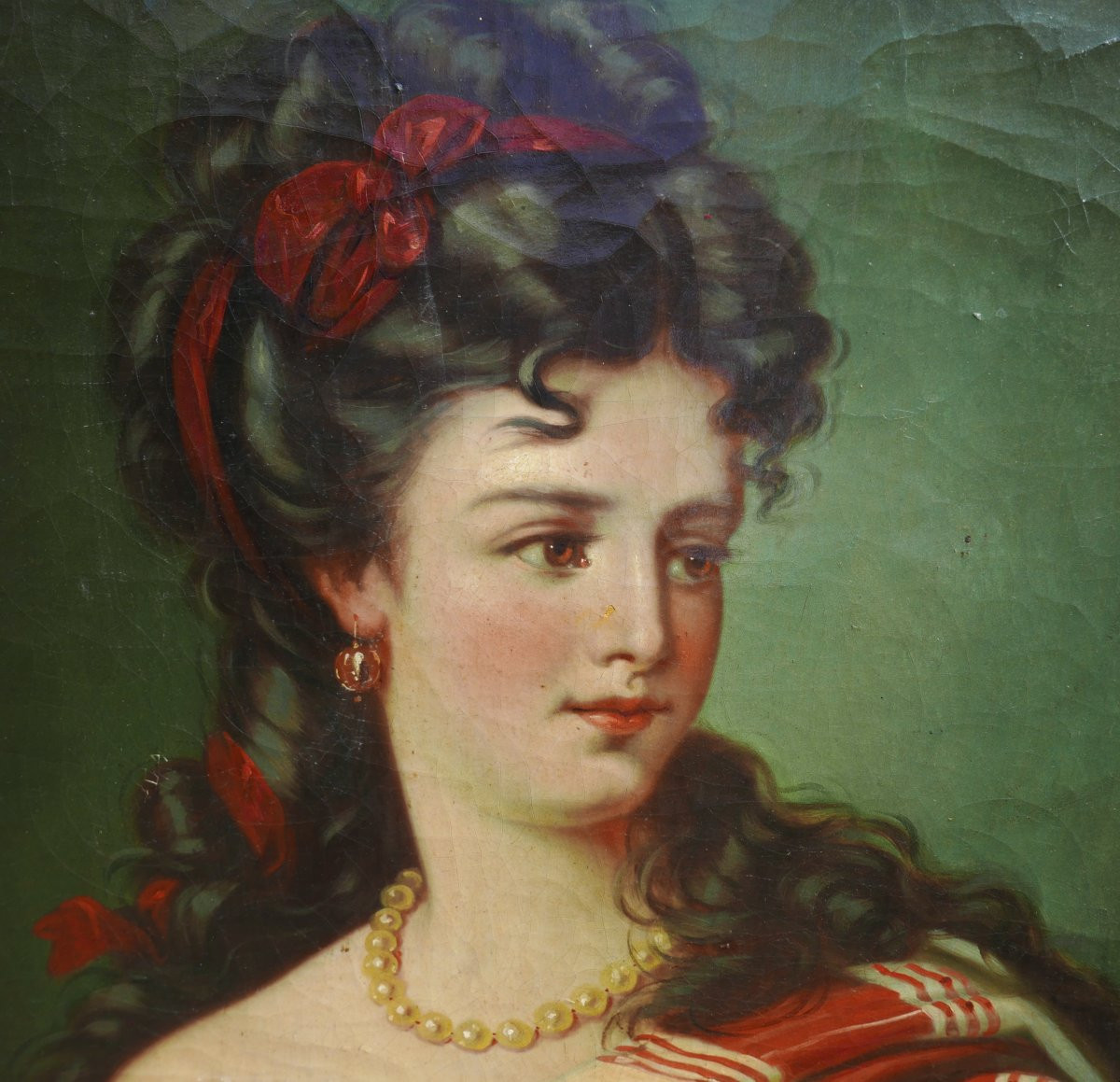 Large Portrait Of A Young Woman Judith Oil/canvas From The End Of The 19th Century-photo-2