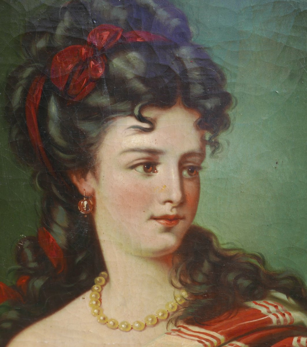 Large Portrait Of A Young Woman Judith Oil/canvas From The End Of The 19th Century-photo-3