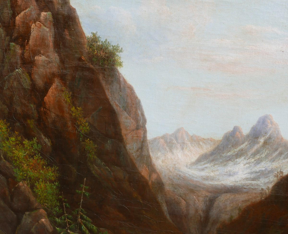 Deschamps Landscape Le Bréda Isère Alps Oil/canvas 19th Century Signed-photo-2