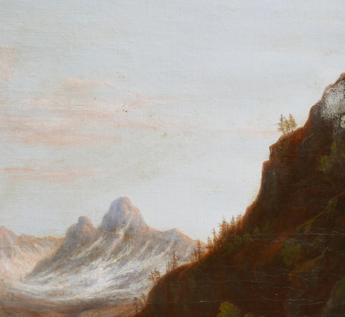 Deschamps Landscape Le Bréda Isère Alps Oil/canvas 19th Century Signed-photo-3