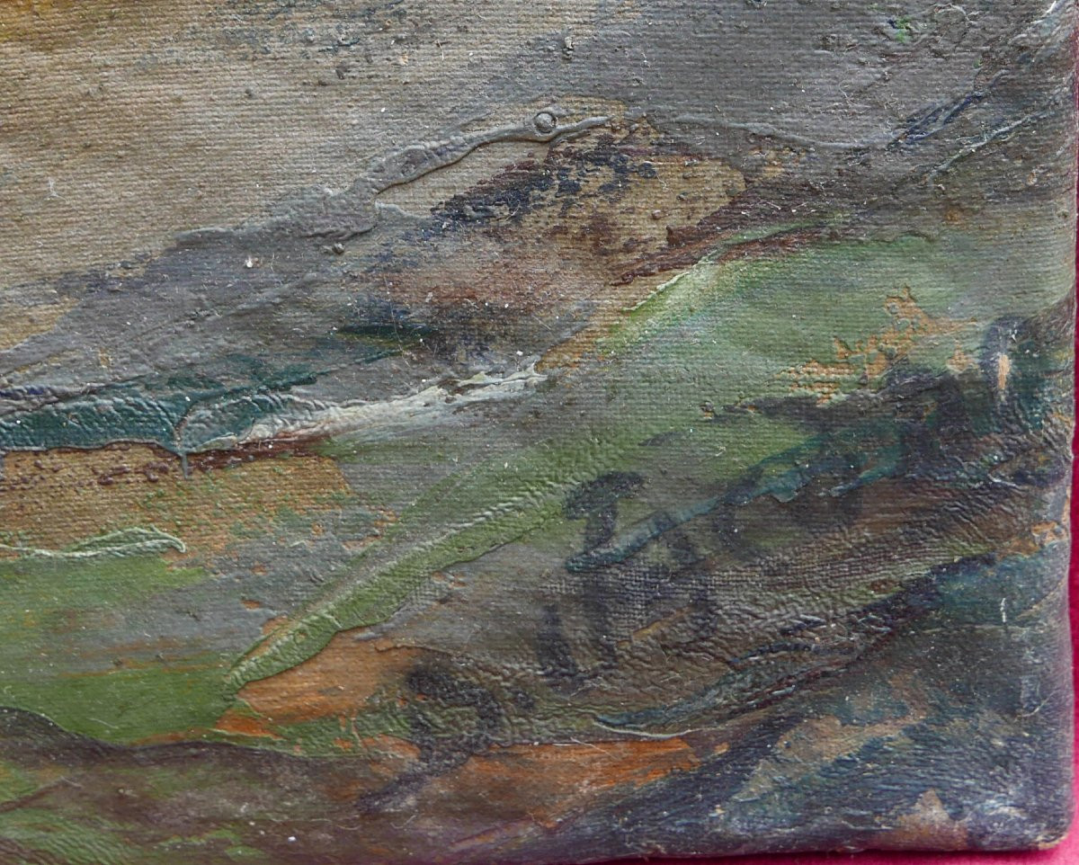 Tableau Paysage Vue des Alpes Ecole Française du XIXème siècle Huile/Toile-photo-3