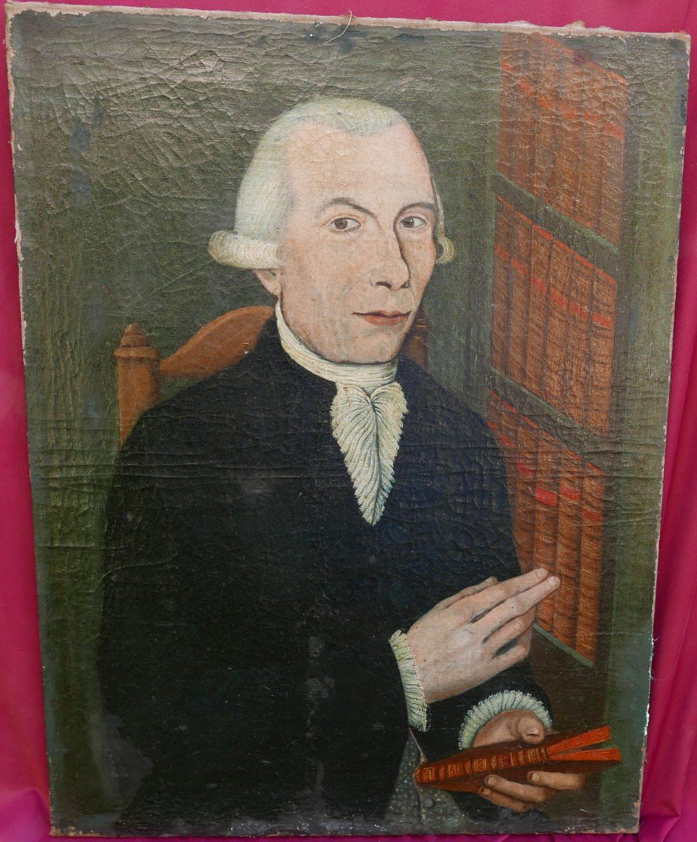 Portrait Of A Man Louis XV Period Oil/canvas From The 18th Century-photo-2
