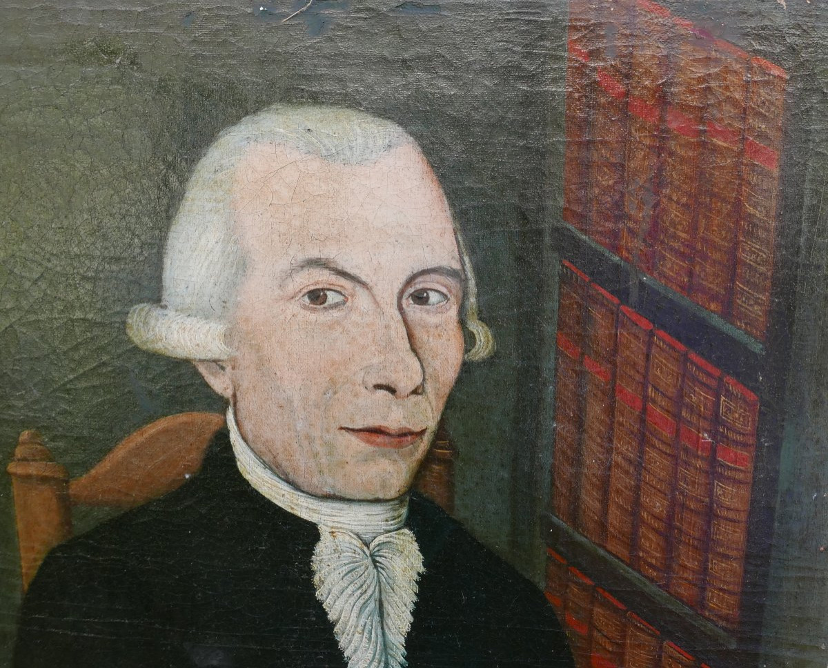 Portrait Of A Man Louis XV Period Oil/canvas From The 18th Century-photo-3