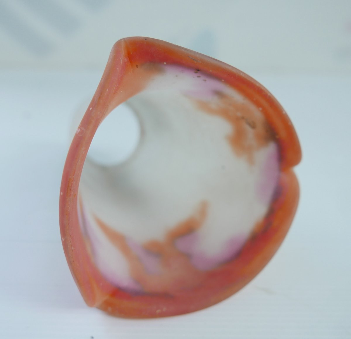 Lunéville Muller Frères Tulip In Orange Marbled Glass, Early 20th Century-photo-2