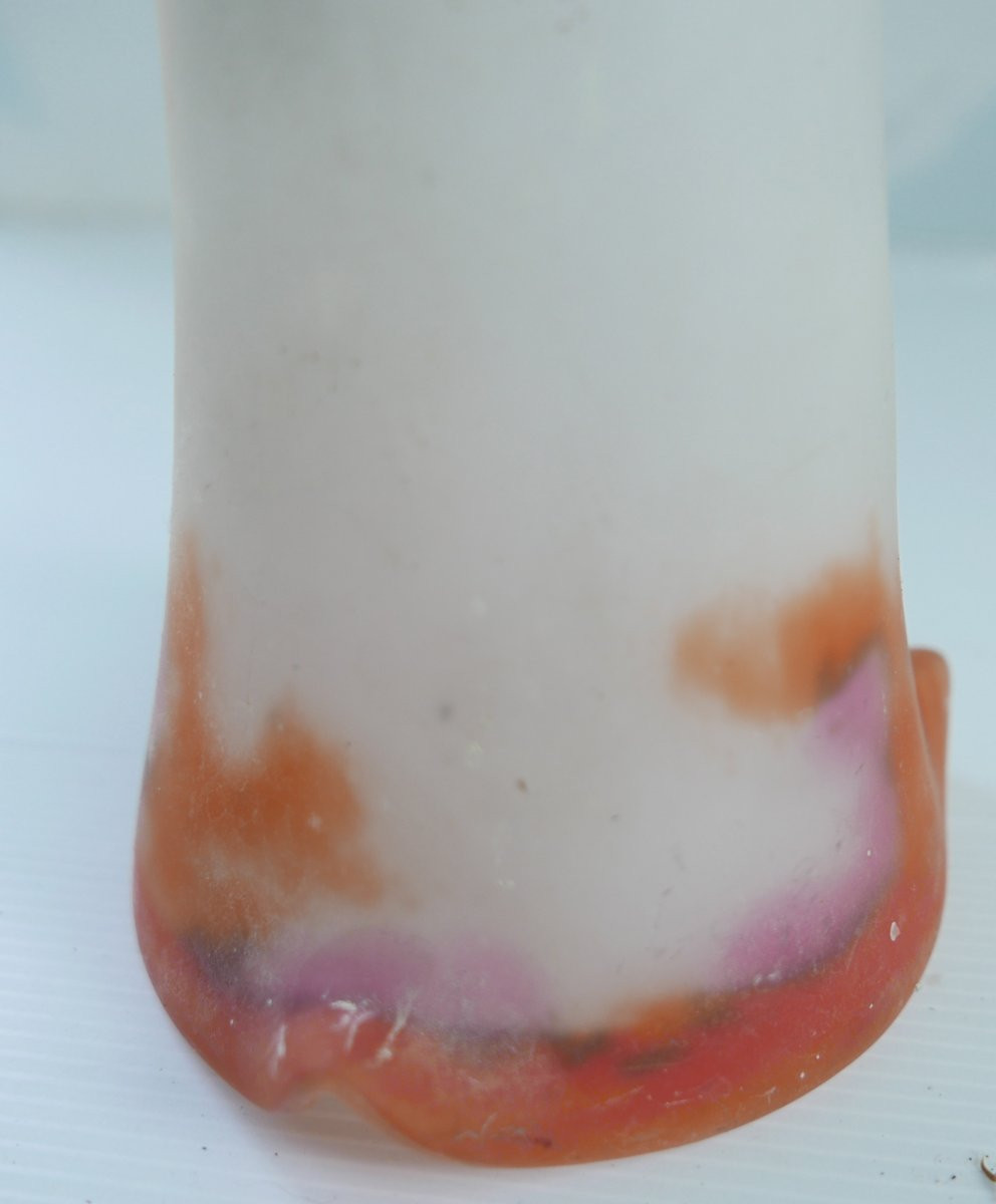 Lunéville Muller Frères Tulip In Orange Marbled Glass, Early 20th Century-photo-3