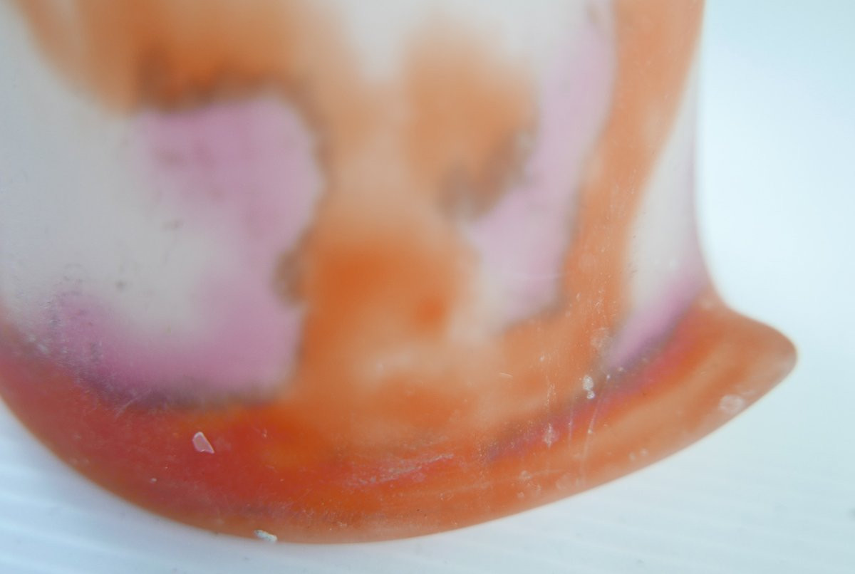 Lunéville Muller Frères Tulip In Orange Marbled Glass, Early 20th Century-photo-4