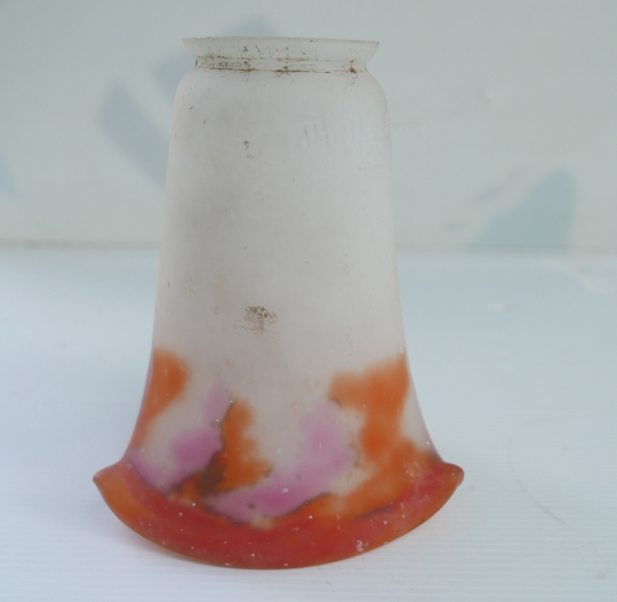 Lunéville Muller Frères Tulip In Orange Marbled Glass, Early 20th Century