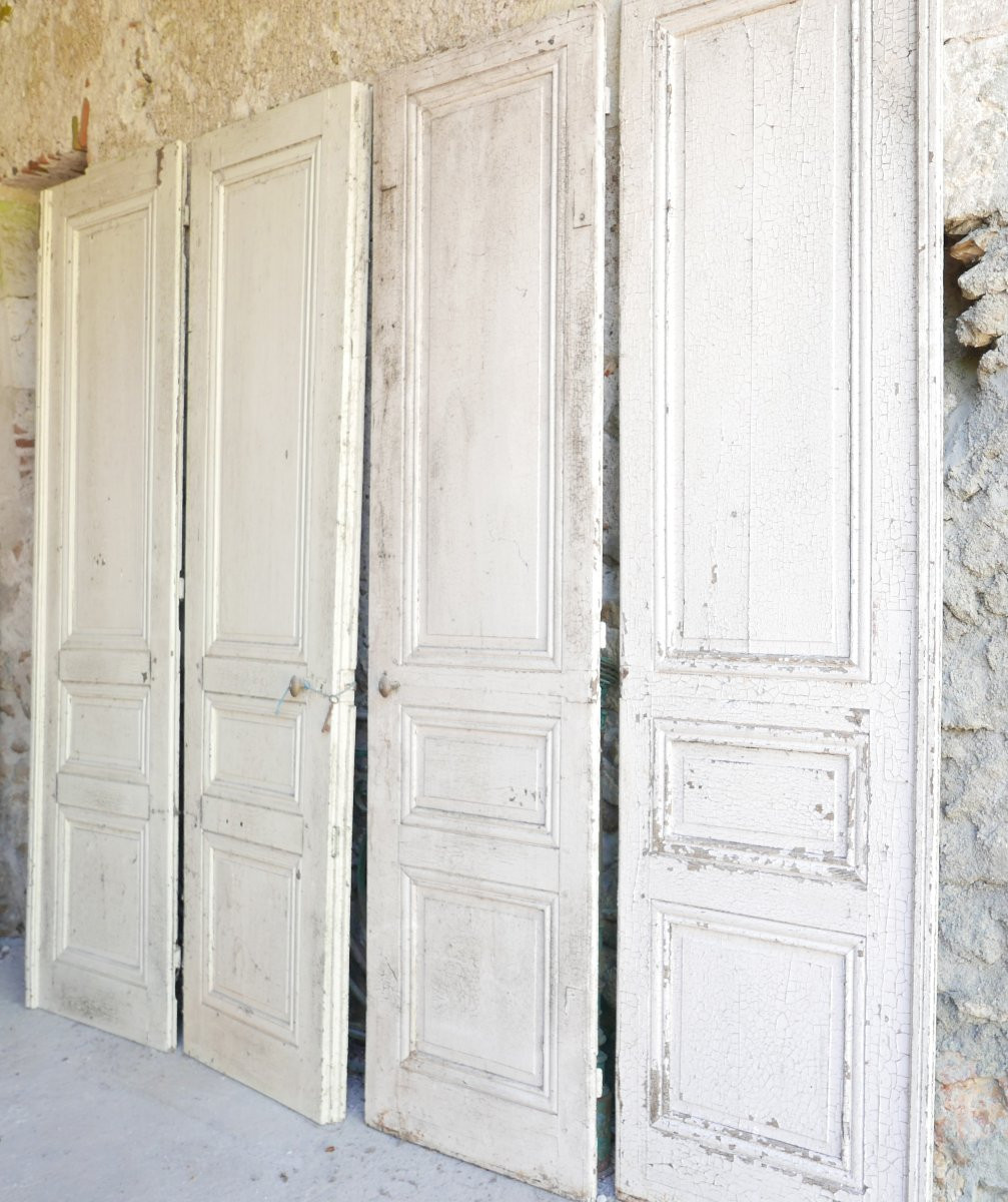 4 Large Antique Haussmann Interior Doors From The 19th Century-photo-4