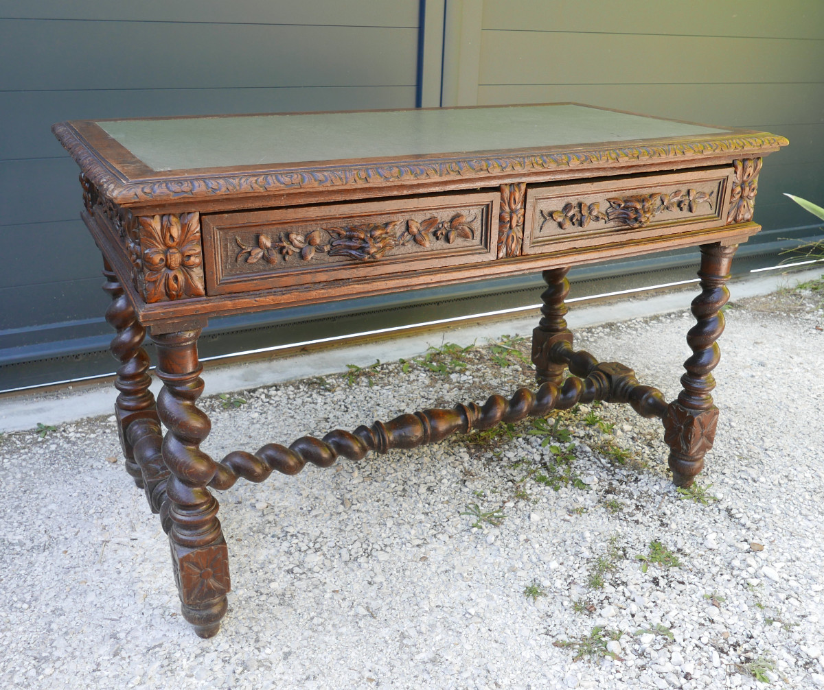 Antique Louis XIII Style Desk Furniture, Late 19th Century