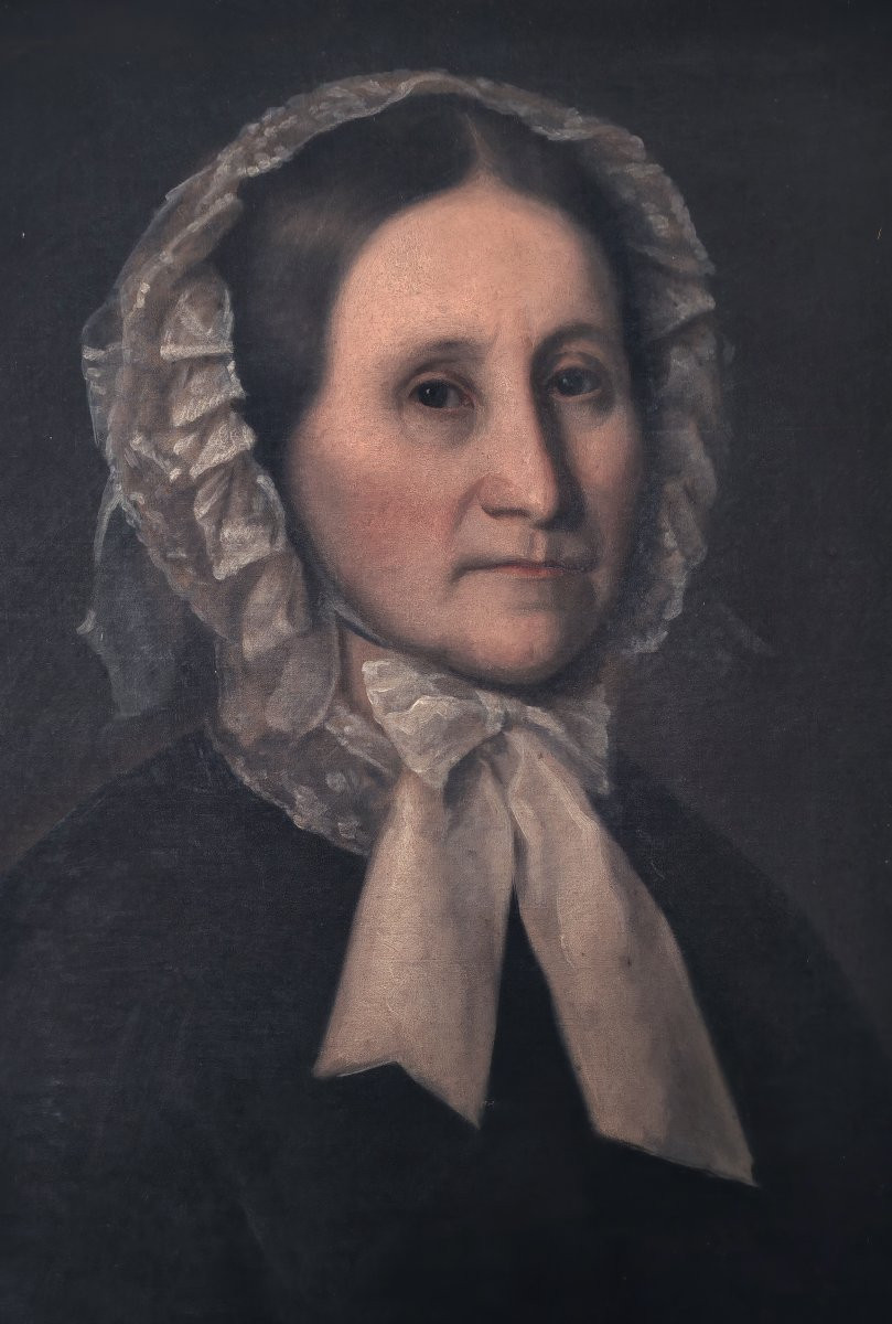 Tableau Portrait de Femme Epoque Louis Philippe Huile/Toile du XIXème siècle-photo-3