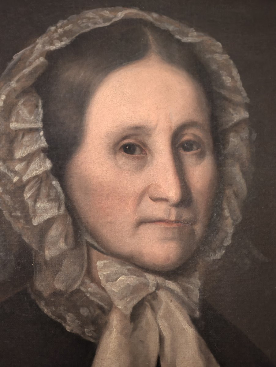 Tableau Portrait de Femme Epoque Louis Philippe Huile/Toile du XIXème siècle-photo-3
