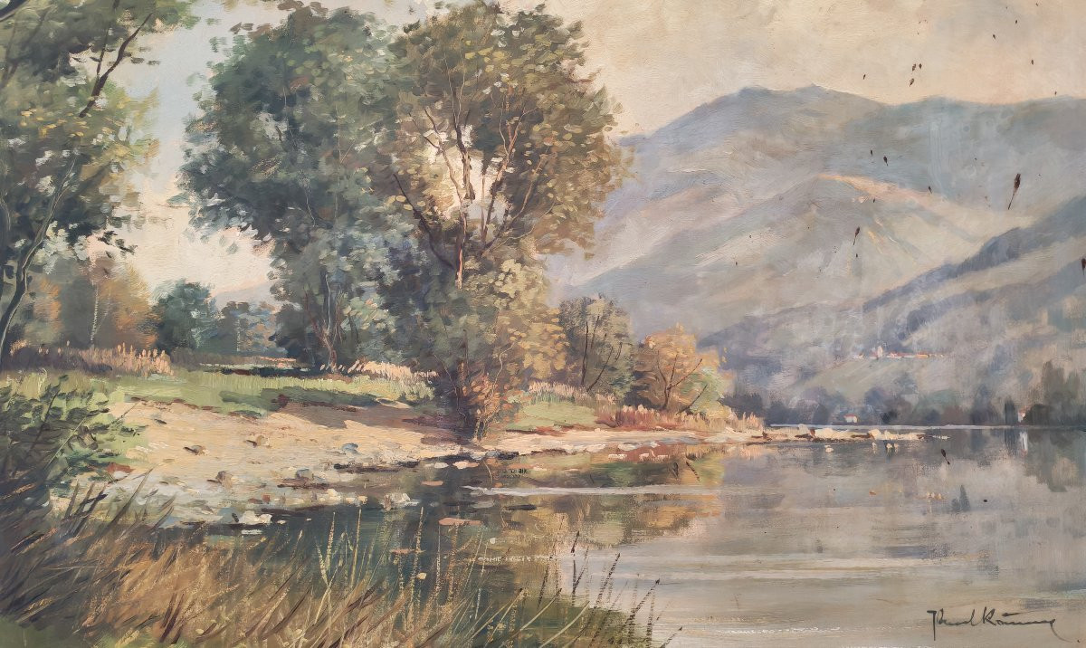 Swiss Landscape Ascona Lido Oil/canvas Signed Paul Kramer 20th Century-photo-3
