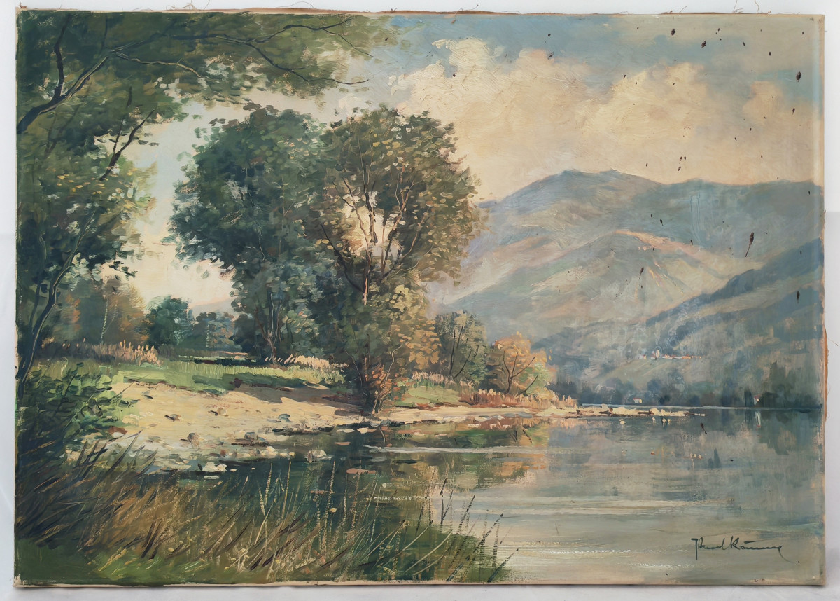 Swiss Landscape Ascona Lido Oil/canvas Signed Paul Kramer 20th Century
