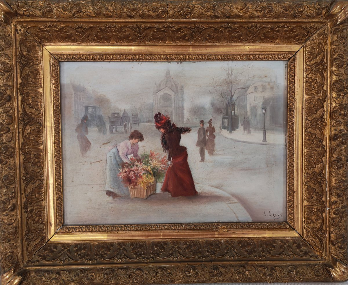 Parisian Genre Scene Signed Léonie Lebas Oil/panel Late 19th Century-photo-2