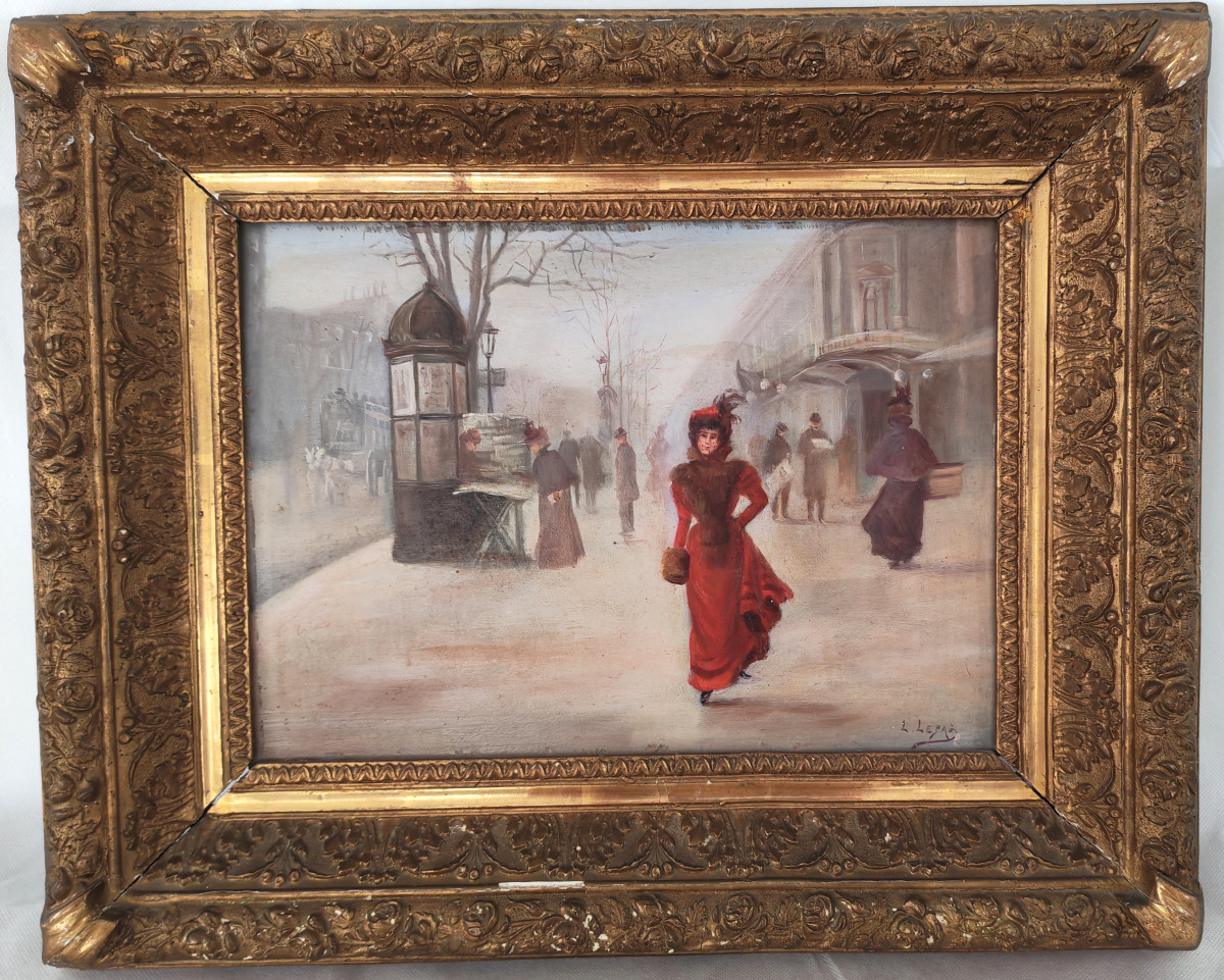 Léonie Lebas Parisian Genre Scene Oil/panel Late 19th Century Signed