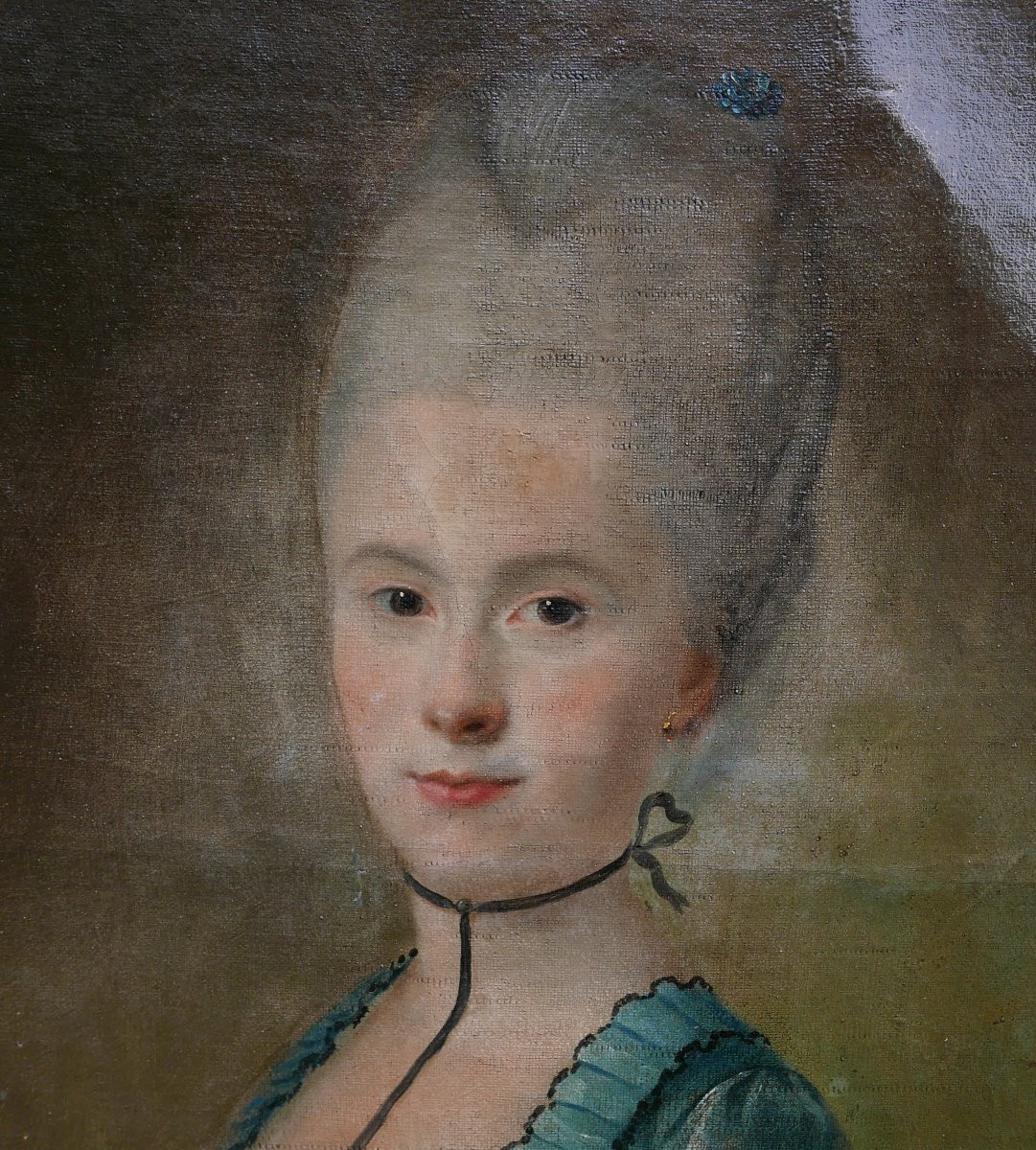 Portrait d'une Femme Epoque Louis XVI Huile/Toile du XVIIIème siècle-photo-4