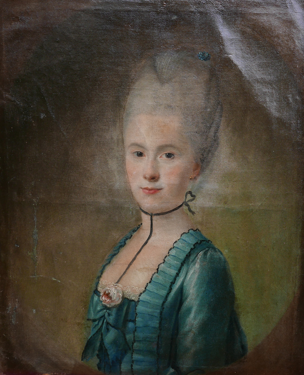 Portrait d'une Femme Epoque Louis XVI Huile/Toile du XVIIIème siècle