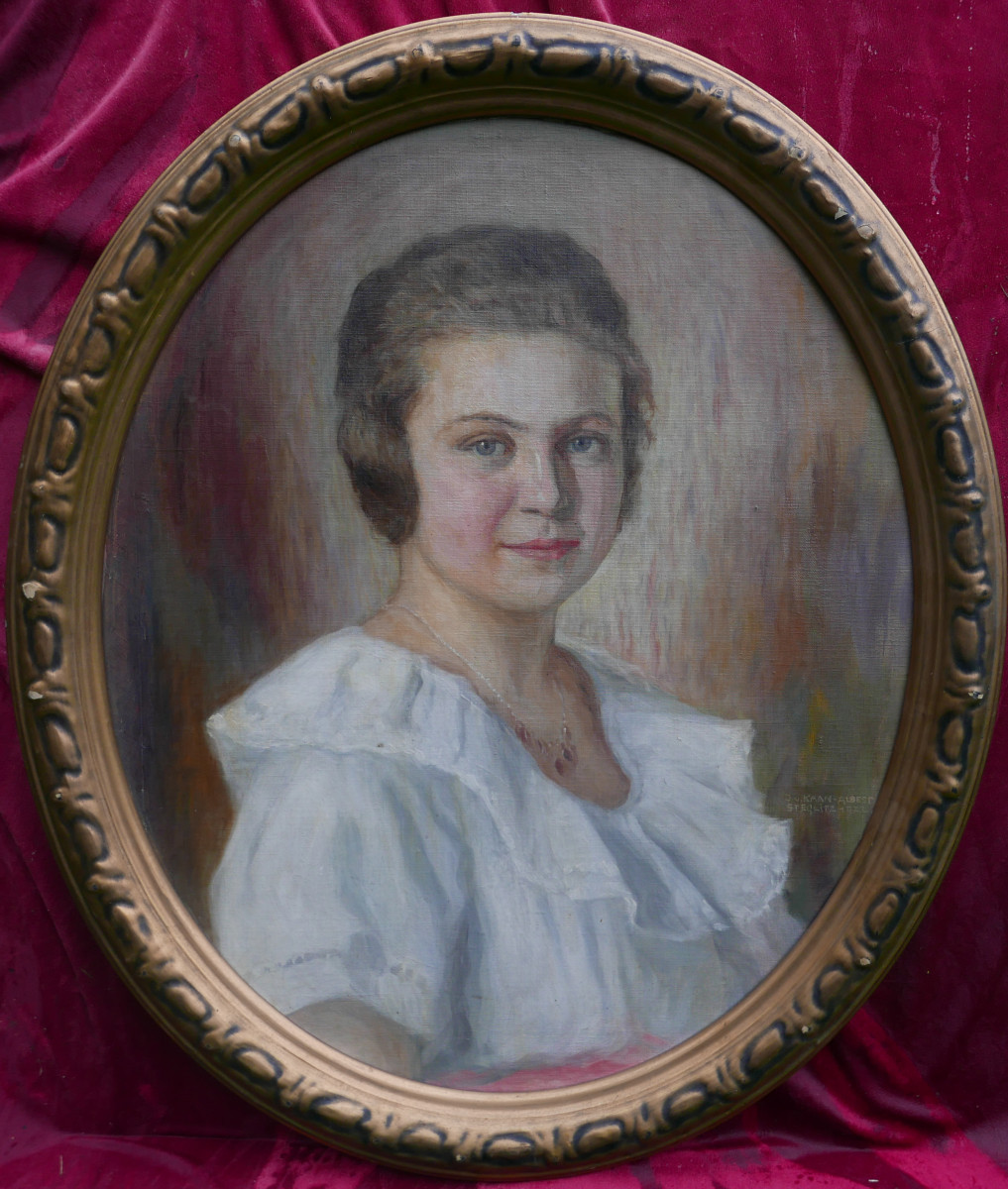 Jules De Kaan-albest Portrait Of A Woman Oil/canvas Board Early 20th Century