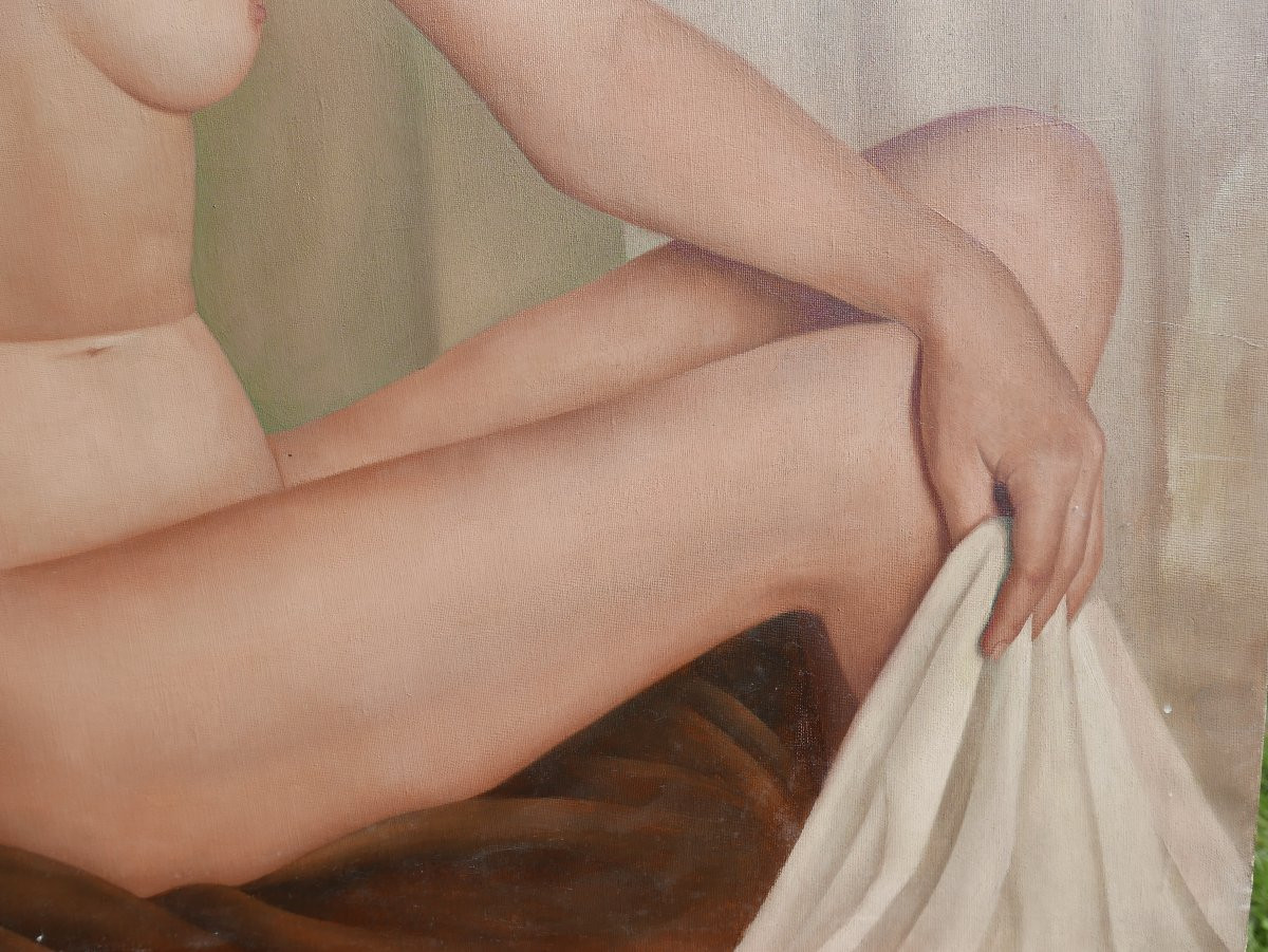 Ferdinand HARMIGNIE Grand Nu Portrait de Femme Huile/Toile XXème siècle-photo-4