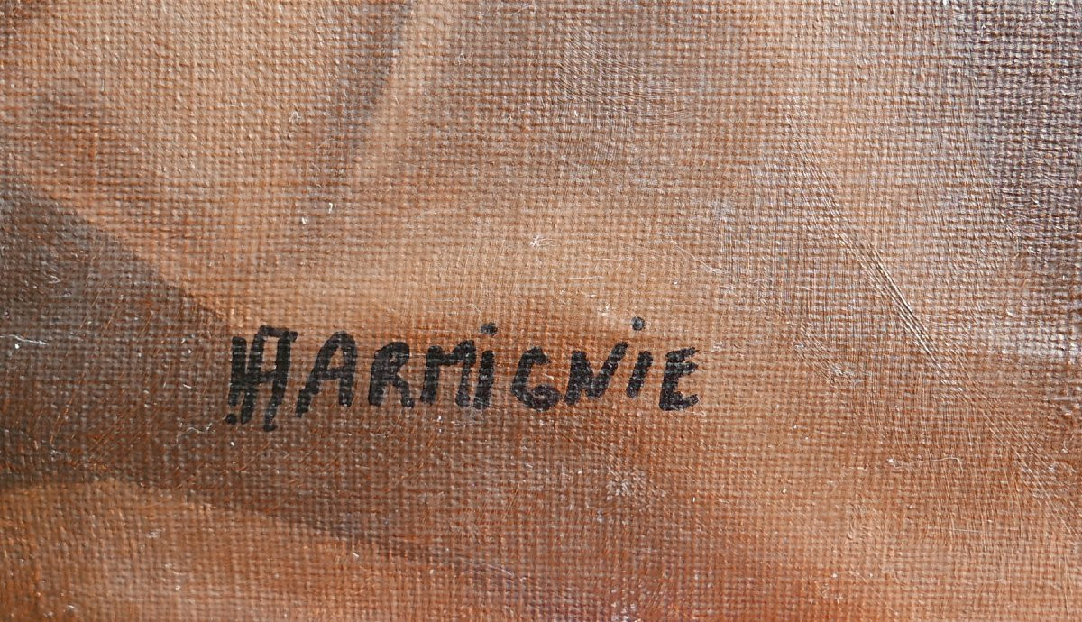 Ferdinand HARMIGNIE Grand Nu Portrait de Femme Huile/Toile XXème siècle-photo-5