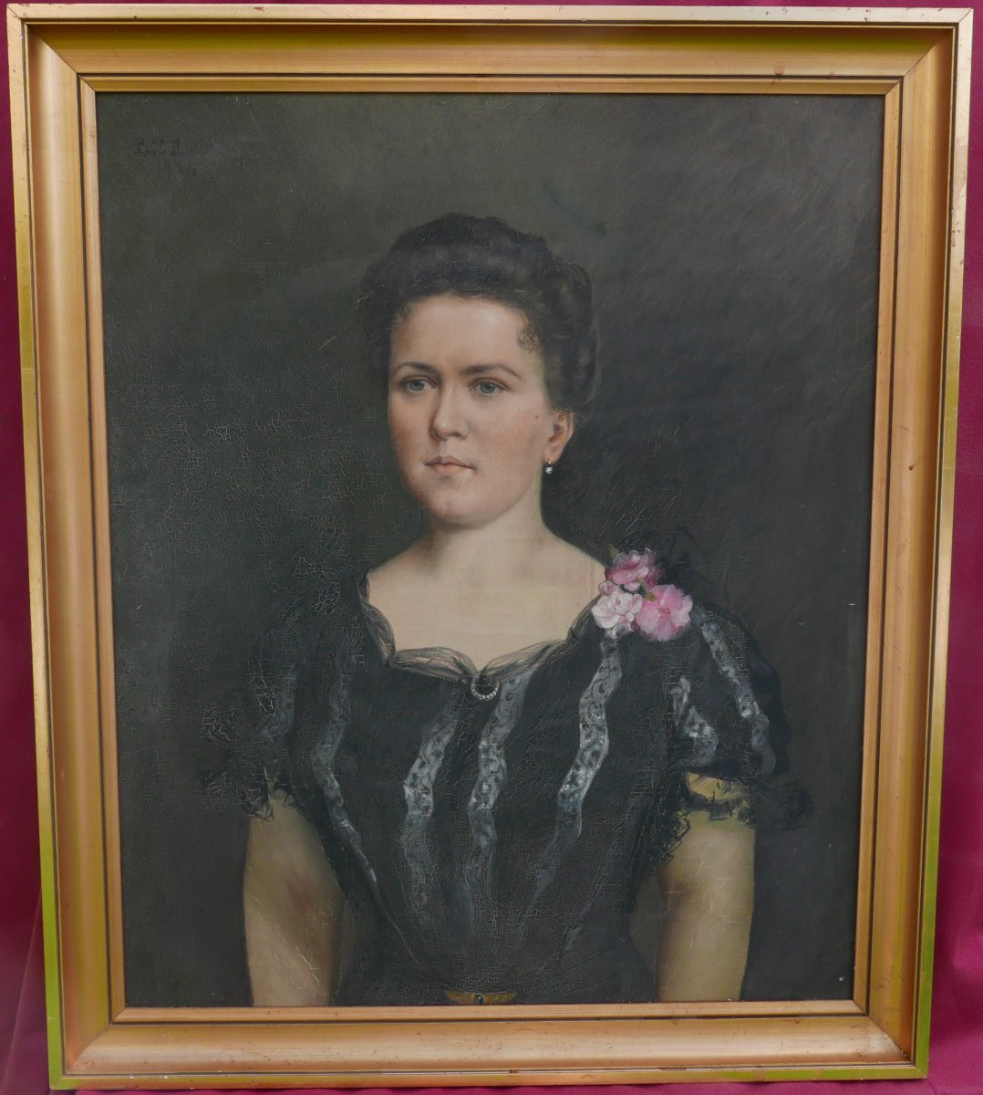 Mogy Portrait de Femme Signé Huile/Toile début XXème siècle-photo-2