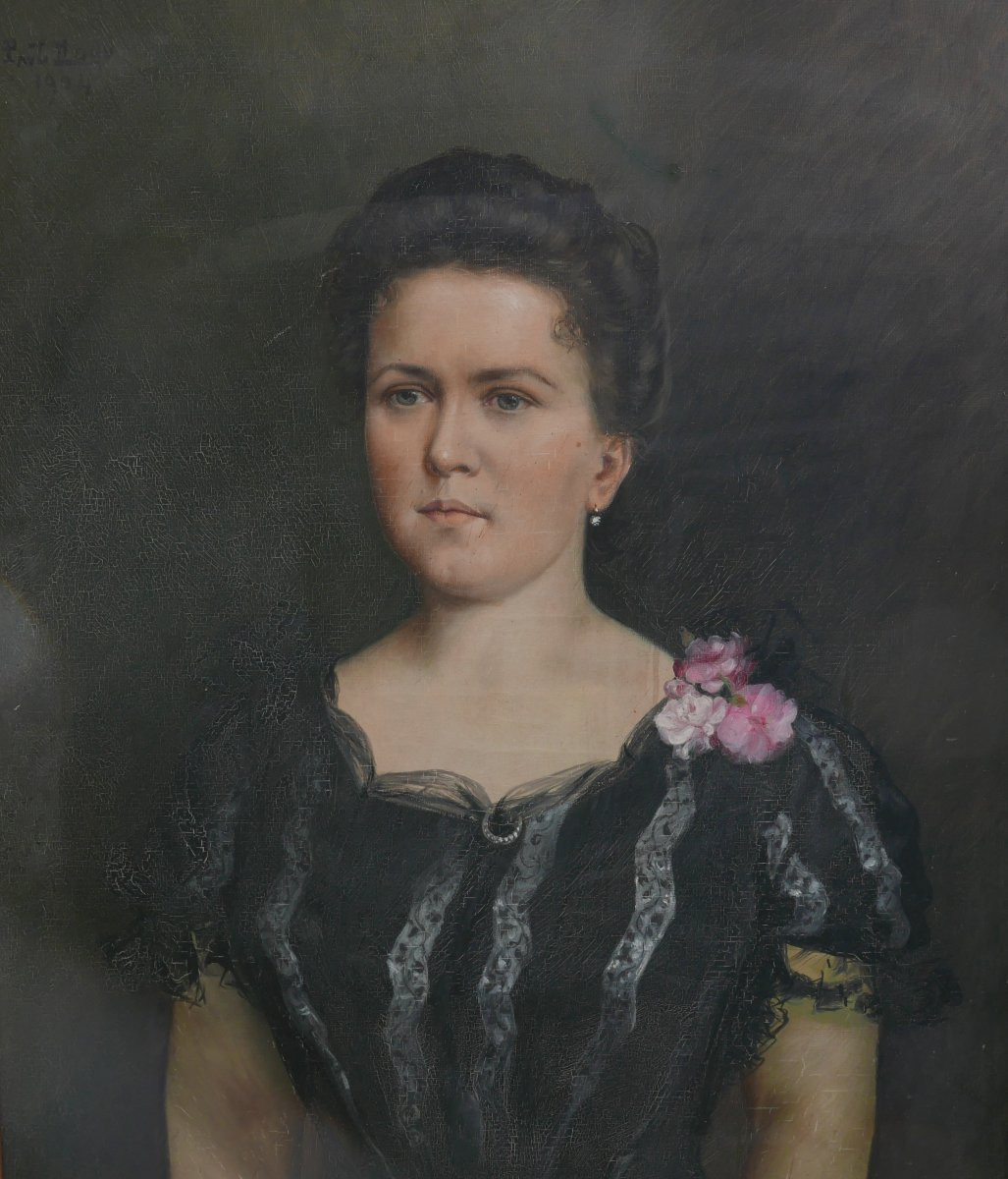 Mogy Portrait de Femme Signé Huile/Toile début XXème siècle-photo-3