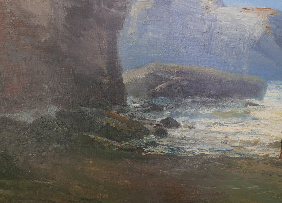 Godchaux Large Seascape Seaside Oil/canvas 19th Century Signed-photo-1