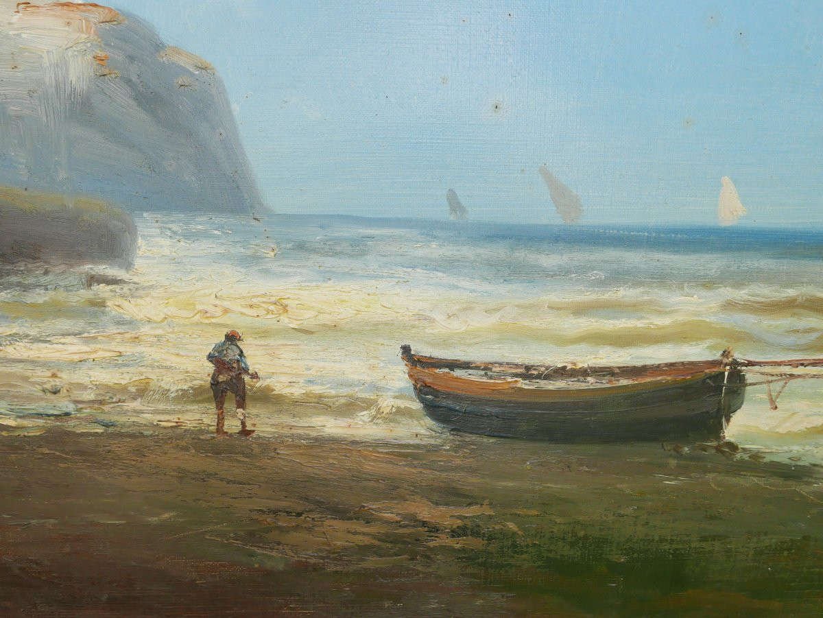 Godchaux Large Seascape Seaside Oil/canvas 19th Century Signed-photo-2