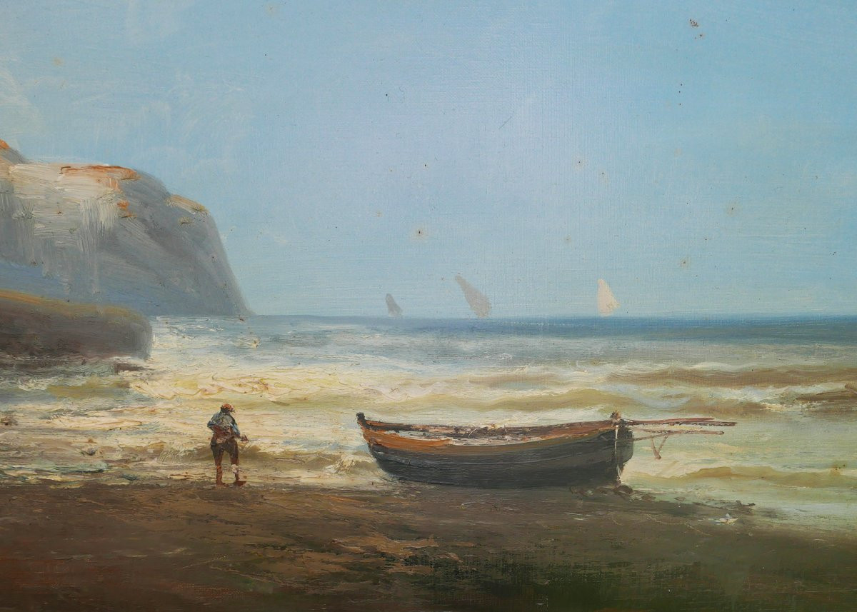 Godchaux Large Seascape Seaside Oil/canvas 19th Century Signed-photo-3