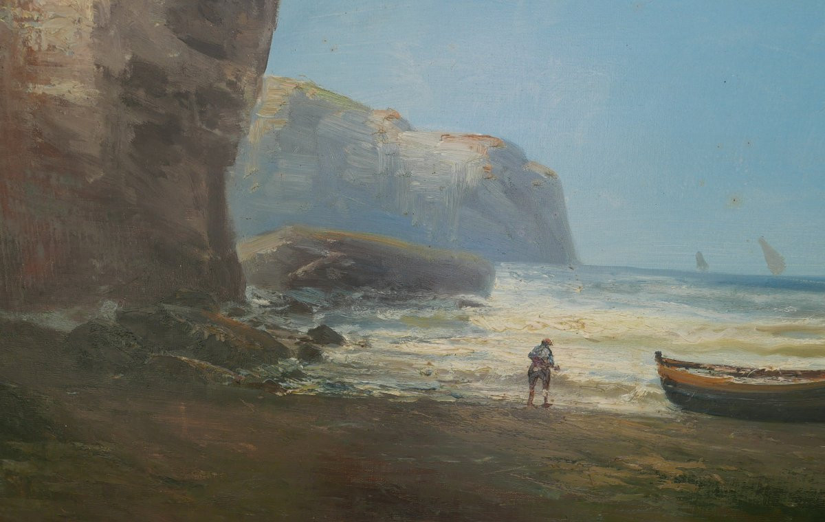 Godchaux Large Seascape Seaside Oil/canvas 19th Century Signed-photo-4
