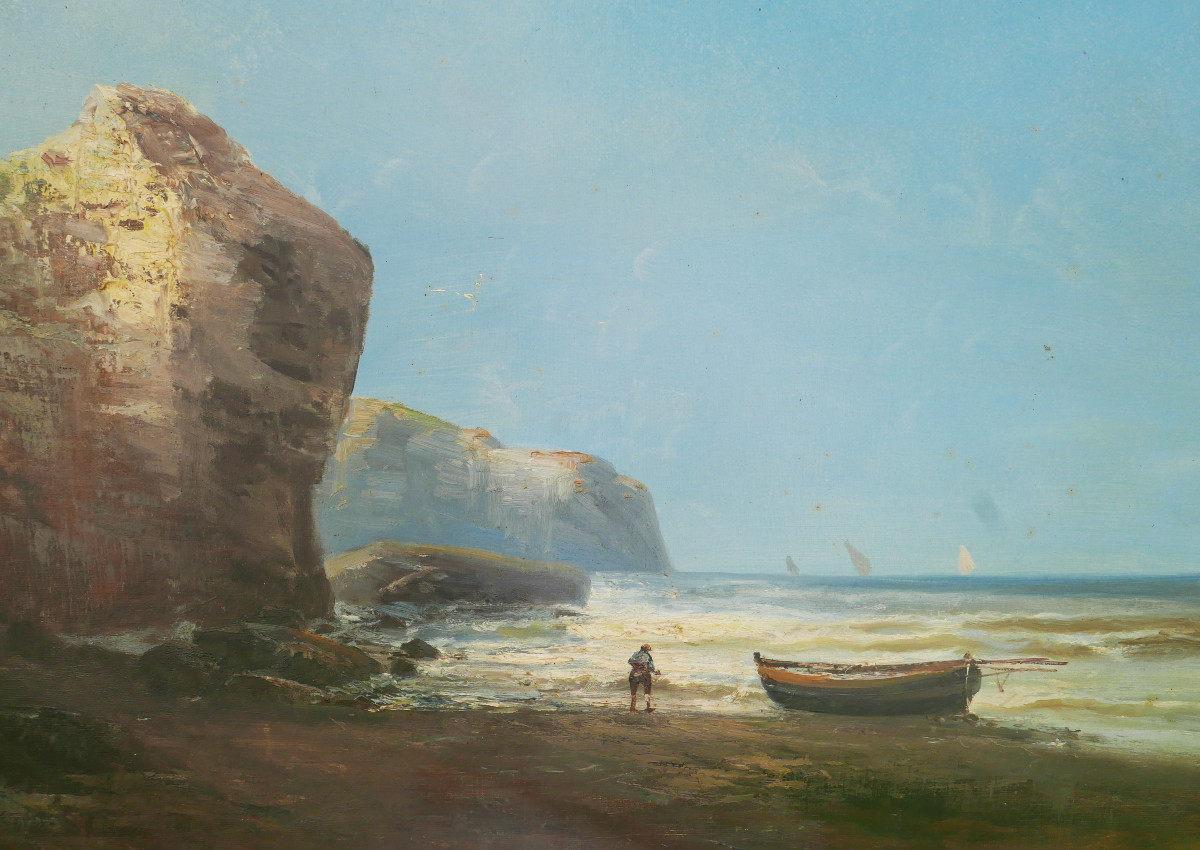 Godchaux Large Seascape Seaside Oil/canvas 19th Century Signed